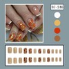 24Pcs Fall Press on Nails Short Square Fake Nails with