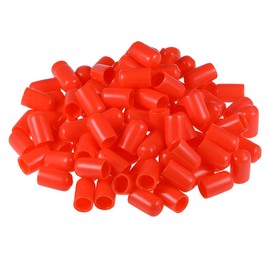 sourcing map 100pcs Screw Thread Protectors 10mm ID Round End Cap Red Tube Caps