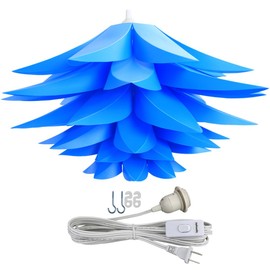 Lightingsky 20" (50cm) Ceiling Pendant DIY IQ Jigsaw Puzzle Lotus Flower Lamp Shade Kit with 15 Feet Hanging Cord (Blue)
