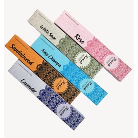 Raslok Natural Incense Stick | Pack of 10, 15 gm Each| Mixed Scents Lavender,White Sage,Nag Champa,Sandal Wood,Rose,Patchouli,Oudh,Jasmin,Guggul | 100% Non Toxic & Natural Hand Rolled Incense Sticks