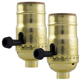 Power Gear 3-Way Lamp Socket, Medium Base, Turn for Low-Medium-High Light Settings, Repair/Replace Floor and Table Lamps, DIY Project, UL Listed, Brushed Gold, 54605, 2 Pack
