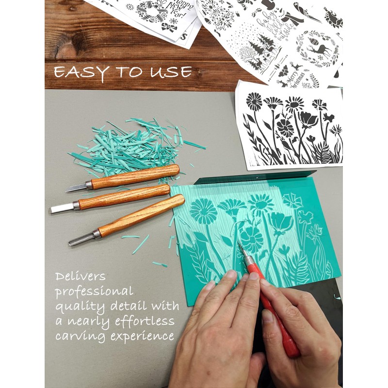 Xenolog Deluxe Block Printing kit - Premium lino Cutters, Linoleum