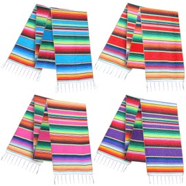Mexican Table Runner 4Pack 14 x 110 Inches Large Mexican Theme Party Decoration for Cinco de Mayo Fiesta Party Serape Table Runner(4 Pcs)