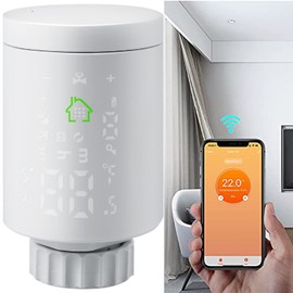 Smart Thermostat Radiator Head,HOMGEN Professional Zigbee M30 x 1.5 Smart Radiator Thermostat Valve Head Intelligent Heating Control Compatible with Alexa Google Home(Excluding Gateway)