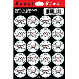 SportStar Football Helmet Award Decals - White Skull (20 Stickers)