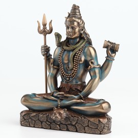 Hindu God Shiva Lord of Divine Energy Holding Trident and Damaru Statue