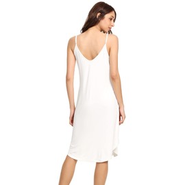 WiWi Viscose from Bamboo Slip Dress for Women Plus Size Chemise Nightgown Comfy Full Spaghetti Strap Dresses S-4X, Pure White, Large