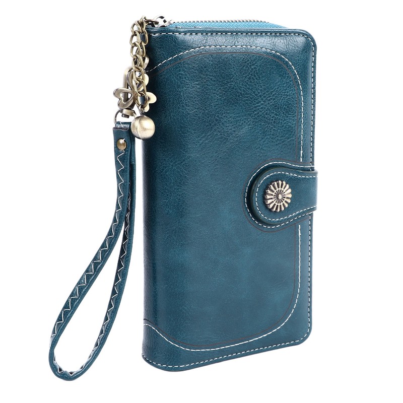 Women PU Leather Credit Card Holder Large Capacity Wallet Zipper