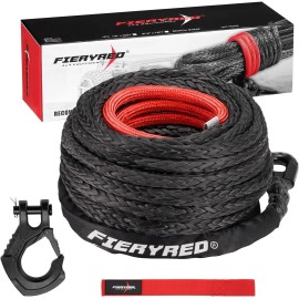 Unbranded 1/2inch 92FT 31,500 LBS Synthetic Winch Rope Cable Kit with Forged Hook,Strap
