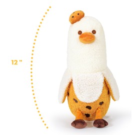 PEACH CAT Cookies Banana Duck Plush Pillow with Chocolate Chip Body Stuffed Animals Cute Dessert Plushies Toy Gifts for Kids Khaki 12"