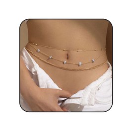 Zookey Boho Waist Chains Gold Belly Chains Layered Stones Waist Chains Beads Body Chain Summer Beach Jewellery for Women and Girls