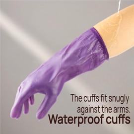 2Pairs Household Glove Waterproof durable Gloves for Kitchen,Reusable Cleaning Dishwashing Gloves-Latex Free Flocked with Cotton Liner (upgraded) (2 Pairs(L))