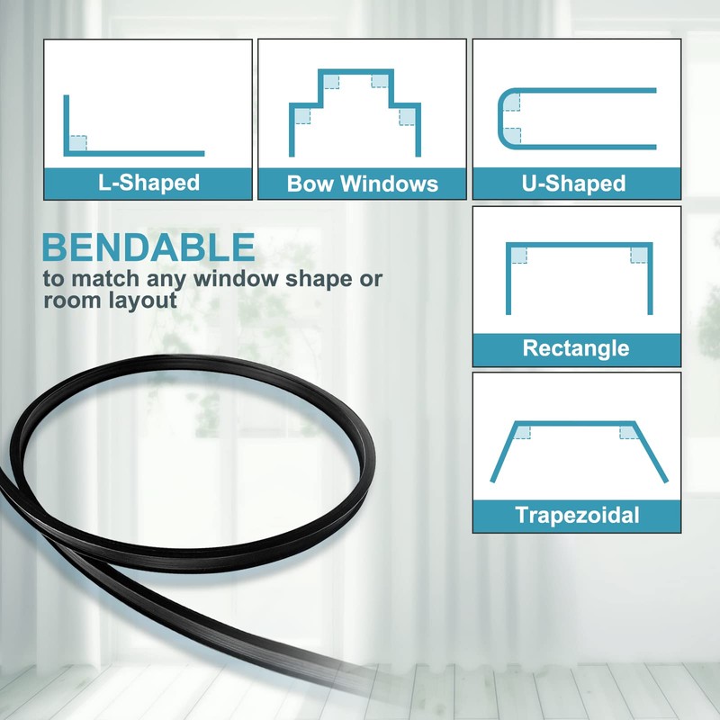 KOLAKO Ceiling Curtain Track, Flexible Bendable Curtain Track Wall or