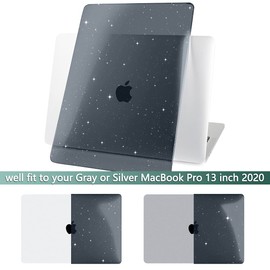 Batianda for New MacBook Pro 13 Case 2022 2020 A2338 M2/M1 Chip A2289 A2251, Crystal Glitter Plastic Hard Shell Case with Keyboard Cover & Screen Protector for Mac Pro 13-inch with Touch Bar,Black