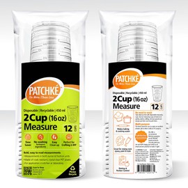 16 Oz - 2 Cup 450 ML - Disposable Measuring Cups - Plastic Graduated Mixing Cups - for Mixing Resin/Epoxy, Paint, Cooking, Baking and Crafts (12 pack)