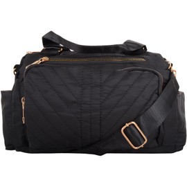 Womens Polyester Handbag Shoulder Bag with Detachable Strap and Coin Purse - Black