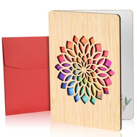 Vicloon Holzkarte aus Bambus, Hochzeitskarten Jahrestag Karten, Holz Geburtstagskarte, Einladung Karte Holz, Valentinstag Karte Holz, Premium Beste Kreative Geschenkkarte mit Umschlag(Brillante Liebe)