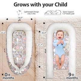 Baby Lounger | Organic Cotton Infant Lounger | Reversible, Adjustable & Portable Floor Lounger | Soft, Breathable, Washable Cover | Sheep Monkey