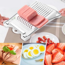 Spam Musubi Mold, 4 Pcs Musubi Maker Kit Spam Slicer Musubi Press Sushi Rice Onigiri Mold Set Egg Cutter for Luncheon Meat Hot Dog Cheese Strawberry Lunch Bento (4pc-Beige/Blue)