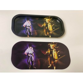 Metal Organizer Rolling Tray Cartoon Anime Design 10x6 Inches Includes Magnetic Cover Lid Multicolor USA10