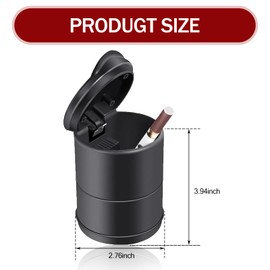gunroil 1 Pack Car Ashtray with Lid, One-second Opening Design, Flame Retardant ABS Vehicle Ashtray, Universal Portable Automotive Cup Holder Accessories for Truck Office Home (Black)
