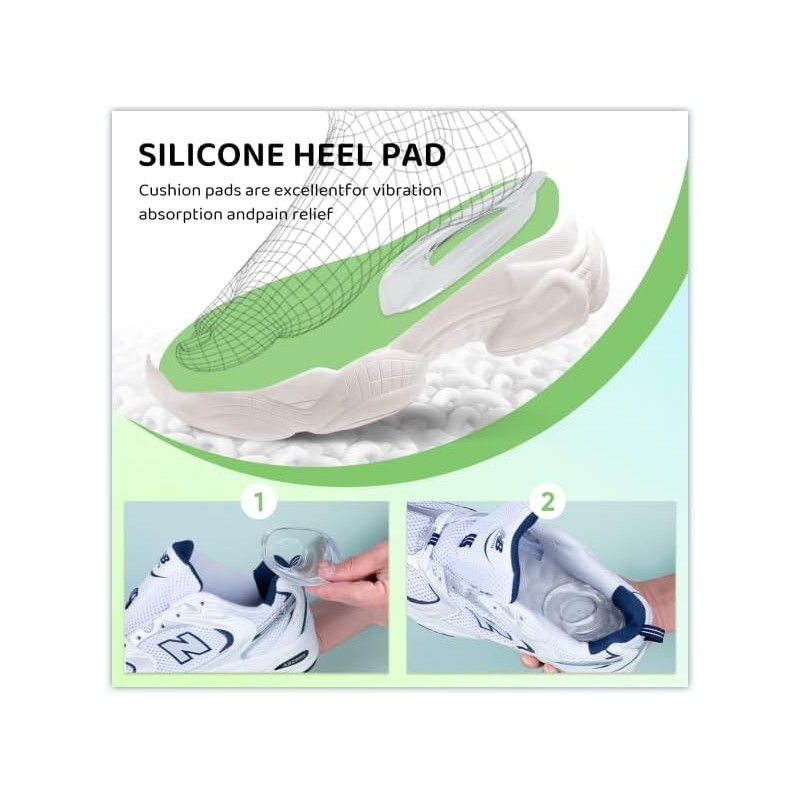 Heel Donut Cushions, Heel Cups, Silicon Insoles - 2 Pairs