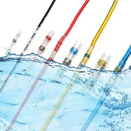 QINGHEC 100 Pcs Solder Seal Wire Connectors Waterproof Heat Shrink Electrical Wire Connectors, 2:1 Heat Shrink Solder Joints, Automotive Electrical Connectors for Marine Insulated Butt, 26-10 AWG