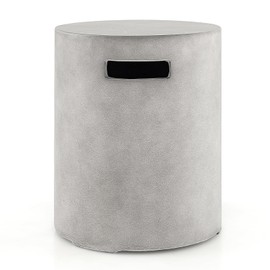 Tangkula 16 Inch Propane Tank Cover Table, Propane Tank Cover for Standard 20 LBS Propane Gas Tank, Ore Powdered Surface, Tank Holder & Handy Handles, Side Table for Indoor & Outdoor Uses