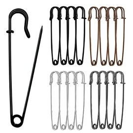 Urmspst Safety Pins (2022 New), 4" Large Safety Pins Pack of 16 for Clothes Leather Canvas Blankets Crafts Skirts Kilts, Extra Large Safety Pin Heavy Duty Safety Pins (Colorful)
