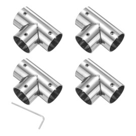 M METERXITY 4-Pack Structural Pipe Connector, Tee Pipe Fittings Stainless Steel Pipe Connector for OD 1" or 25MM Pipe, Conduit Connectors