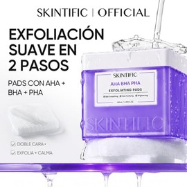SKINTIFIC Almohadillas Exfoliantes Suaves con AHA BHA PHA y Niacinamida - Discos Tonificantes para Limpieza de Poros, Control de Acné y Manchas (40 Piezas)