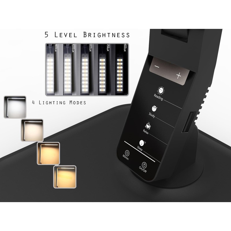 MAGIC LEAVES Desk Lamp, LED Dimmable Reading Light with Adjustable