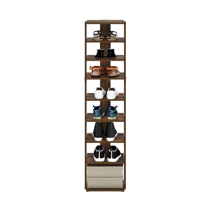 Furinno Compact 9-Tier Vertical Space Saving Free Standing Shoe Tower,