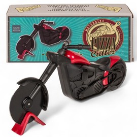 MIJOMA Pizza Cutter Motorcycle - Trendy Pizza Scooter in Motorcycle Design, Stainless Steel Wheel, Pizza Cutter with Stand, Pizza Wheel Approx. 22 x 10 cm