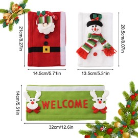 UFURMATE Christmas Fridge Handle Cover 3PCS Refrigerator Oven Handle Covers Ornament for Christmas Kitchen Decor Xmas Decorations Indoor Home Decor (Santa, Snowman, Reindeer)