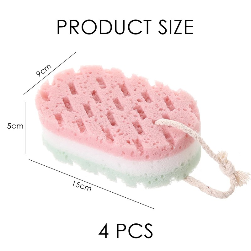 4 Pack Bath Sponges, Body Exfoliating Bath Sponge Balls, Exfoliating