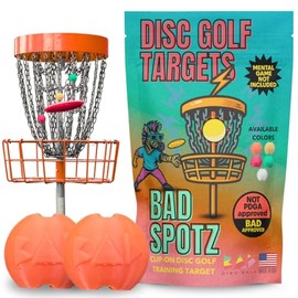 Disc Golf Putting Target for Training Improved Putt Accuracy | Makes a Great Disc Golf Accessory and Easily Clips onto Basket Chains | Orange, 2PK