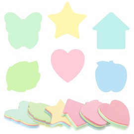 Candcamp 600 Sheets Sticky Notes Cute Notes 6 Shapes Bright Post Stickies Heart Butterfly Leaves Apple Pentagram Arrow Shape Self Sticky Notes for Office Home School Meeting Writing in Text Books