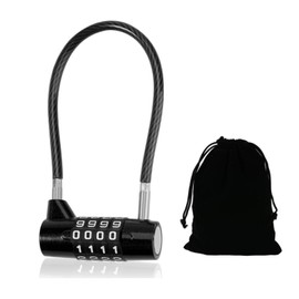 4 Digit Combination Padlock, Steel Cable Padlocks with Code for Long Shackle Small Handheld Outdoor Waterproof Lock, Waterproof & Durable for Door, Cabinet, Sheds, Lockers, Bike,Suitcase