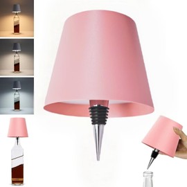Wireless Bottle Lamp, 2025 New 3 Color Stepless Dimming Wireless Wine Bottle Lamp, USB Rechargeable Wine Bottle Lights, Touch LED Wine Bottle Lamp with for Home,Bar,Camping,Travel (Pink)