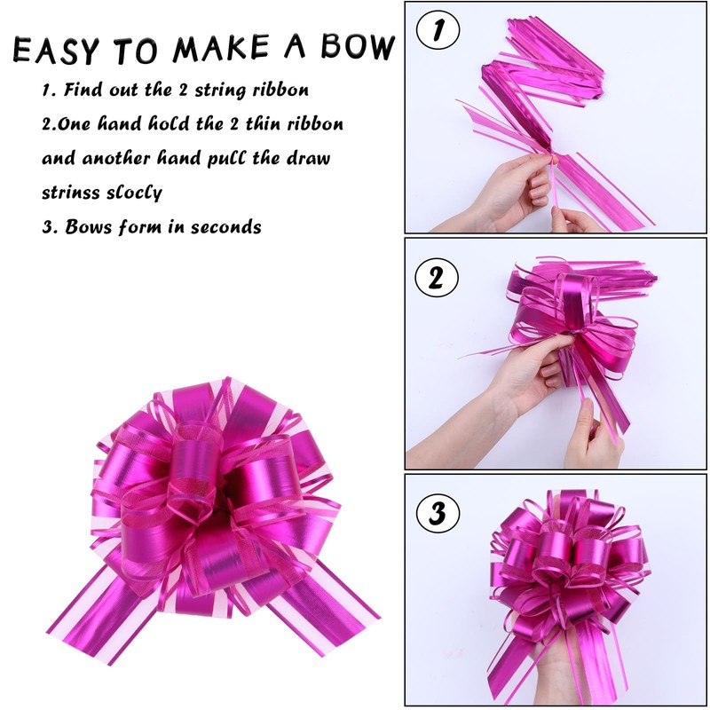 6 Pieces Big Pull Bow Gift Wrapping,6 inches, Pull Bow