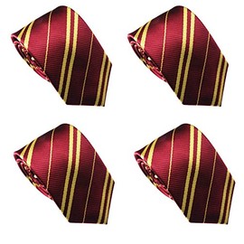 LilMents 4 Pack Pinstriped Formal Necktie Tie Set - Red - One size
