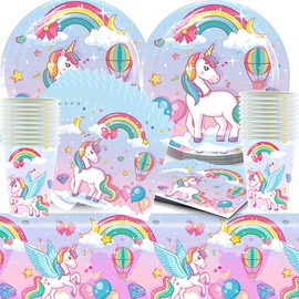 Unicorn Party Tableware, Doyomtoy 20 Napkins Decorations Birthdays Unicorn Set Table Decoration Plates Cups Napkins for Birthday Gift, Children's Birthday