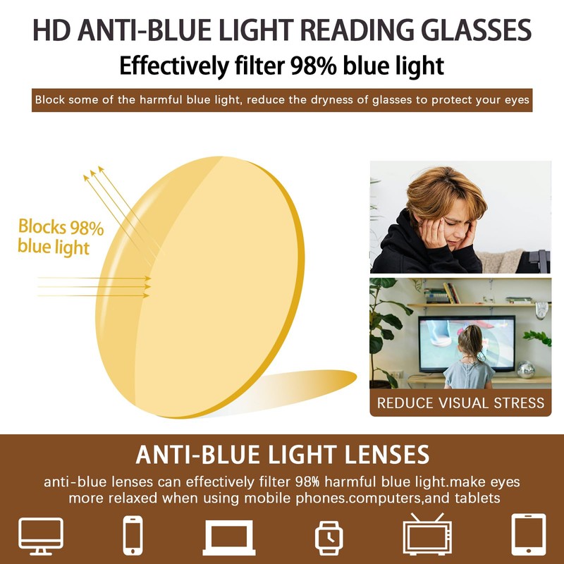 UXAOSVME Progressive Multifocus Reading Glasses Anti Blue Light Photochromic/Bifocal Reading
