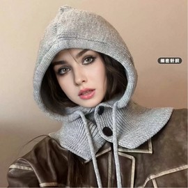 Women's Winter Warm Windproof Knit Wool Balaclava Hat with Scarf and Ear Protection Size/Khaki 10ea