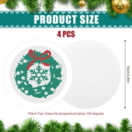 4pcs Christmas Coasters, PVC Material Snowflake Reindeer Christmas Tree Coasters Anti-Slip Insulated Christmas Holiday Coasters Durable for Winter Christmas Decoration Drink Gift (Green Style)