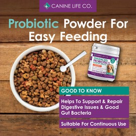 Canine Life Co. Probiotics For Dogs | High Strength 5 Billion CFU* | 10 Strains Of Good Bacteria | Allergy & Digestive Relief For Dogs | 300g Powder Made In UK (1 Pot (100g))
