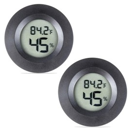 2 Pack Mini Hygrometer Thermometer Digital Humidity Meters, Small Indoor Outdoor Temperature Humidity Meter Monitor Fahrenheit(℉)/ Celsius(℃) for Greenhouse, Garden, Cellar, Reptile Tank, Humidors