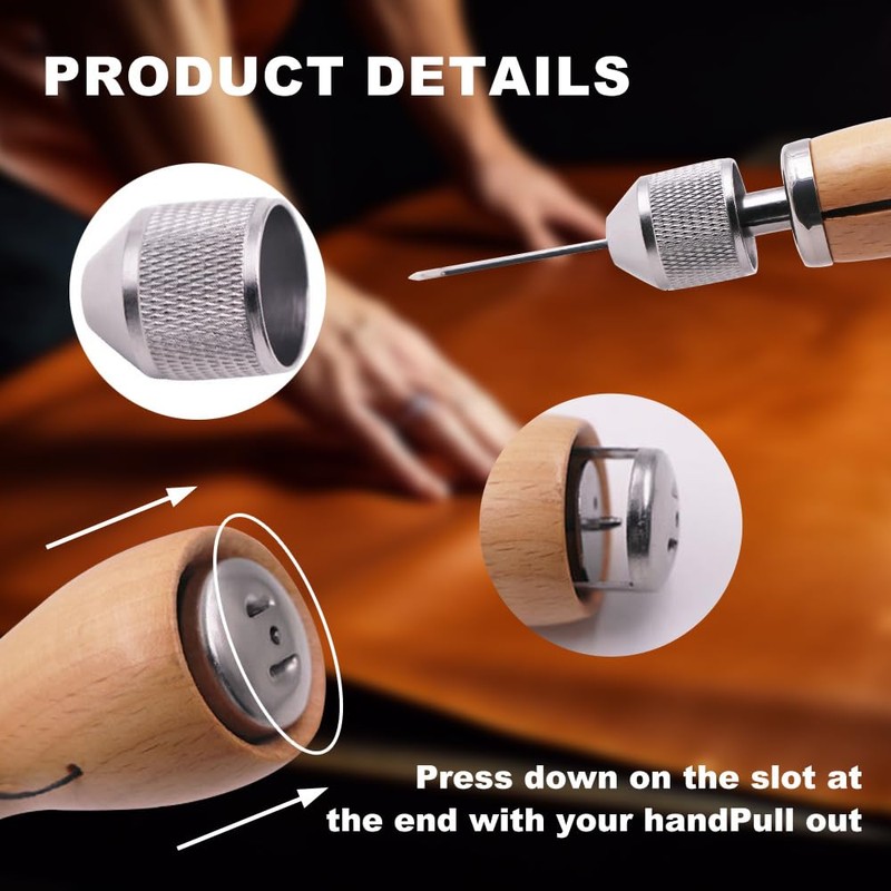 Mocrop 34 Pieces Leather Sewing Set Leather Tool with Leather