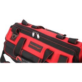 17 Inch Tool Bag with Adjustable Shoulder Strap,Wide Mouth Tool Bags,Heavy Duty Waterproof Tools Bag Organizer,Plastic Hard Bottom Base Tool Tote Bag for Electrician Carpenter Mechanic Men